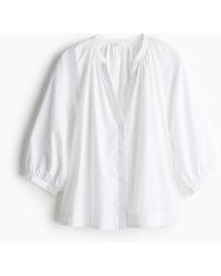 H&M - Popelinebluse mit Ballonärmeln - Lyst