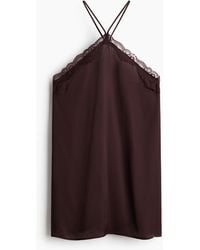 H&M - Nachthemd aus Satin mit Spitze - Lyst