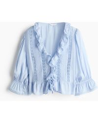 H&M - Bluse mit Spitzenborten - Lyst