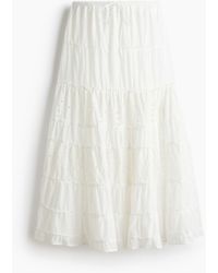 H&M - Satijnen Maxirok Met Broderie Anglaise - Lyst