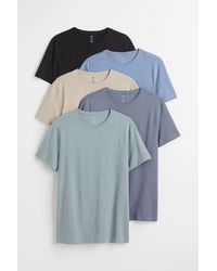 H&M 5-pack Slim Fit T-shirts - Blue