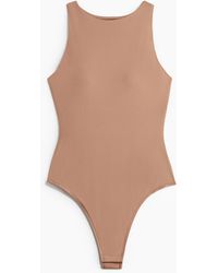 H&M - Padded Stringbody Van Microvezel Met Hoge Hals - Lyst