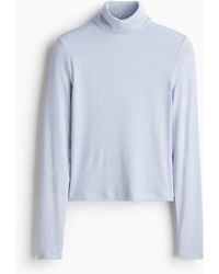 H&M - Geribde Top Met Col - Lyst