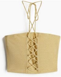 H&M - Glitzerndes Neckholder-Top mit Schnürdetail - Lyst