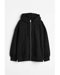 H&M Oversized Zip-through Hoodie - Black