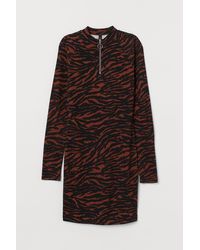 H&M Tricot Jurk Met Halsboordje - Naturel