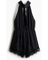 H&M - Korte Halterjumpsuit Met Kant - Lyst