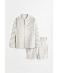 H&M Pyjama Shirt And Shorts - Natural