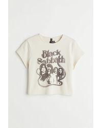 H&M Kurzes Shirt mit Print - Weiß