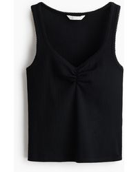 H&M - Geribde Katoenen Singlet - Lyst