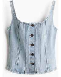 H&M - Denim Top Met Knoopsluiting - Lyst