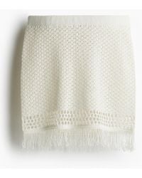 H&M - Jupe aus Pointellestrick mit Fransenbesatz - Lyst