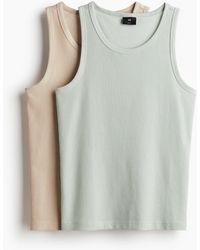 H&M - Set Van 2 Geribde Tanktops - Lyst