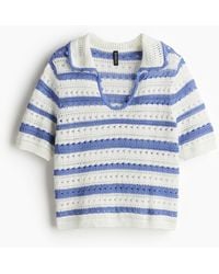 H&M - Shirt in Ajourstrick mit Kragen - Lyst
