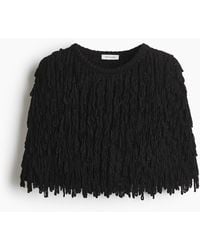 H&M - Geripptes Cape mit Fransen - Lyst