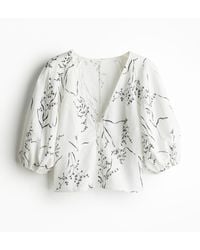 H&M - Bluse aus Leinenmix - Lyst