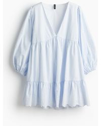 H&M - Kleid mit Ballonärmeln und Broderie Anglaise - Lyst