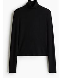 H&M - Geribde Top Met Col - Lyst