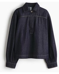 H&M - Denim Popover-blouse - Lyst