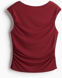 H&M - Gedrapeerde Top Met Kapmouwtjes - Lyst