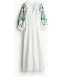 H&M - Robe Brodée En Coton - Lyst