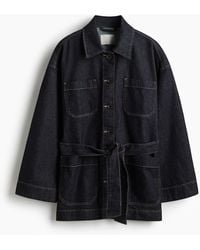 H&M - Denimjacke mit Bindegürtel - Lyst