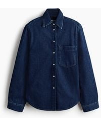 H&M - Denim Overhemdblouse Met Schoudervullingen - Lyst