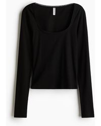 H&M - Top En Coton À Bord Picots - Lyst