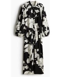 H&M - Kleid aus Leinenmix mit Bindegürtel - Lyst