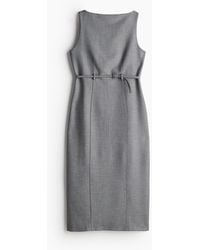 H&M - Kleid mit U-Boot-Ausschnitt und Gürtel - Lyst