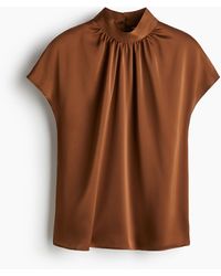 H&M - Satinbluse mit Stehkragen - Lyst