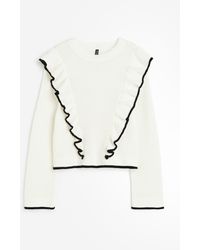 H&M - Pullover in Strukturstrick mit Volants - Lyst