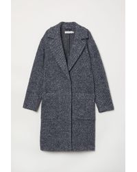 H&M Strickmantel aus Wollmix - Blau