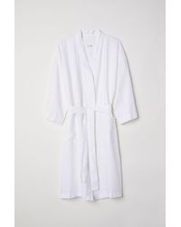 H&M Ochtendjas Van Gewassen Linnen - Wit