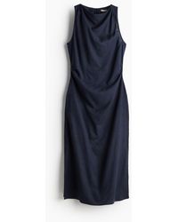H&M - Drapiertes Kleid aus Leinenmix - Lyst