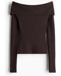 H&M - Schulterfreies Shirt in Rippstrick - Lyst