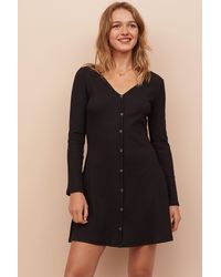 H M Draped Dress In Black Lyst