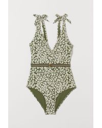 H&M V-Badeanzug mit Gürtel - Grün