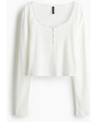 H&M - Top Met Diepe Hals - Lyst