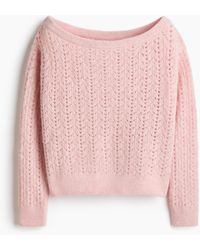 H&M - Ajourgebreide Off-the-shouldertrui - Lyst