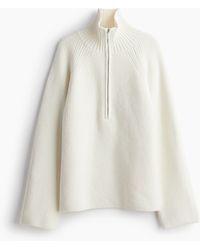 H&M - Gerippter Pullover mit Zipper - Lyst