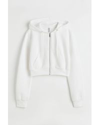 H&M Cropped Zip-through Hoodie - White