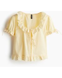 H&M - Baumwollbluse mit Volants - Lyst