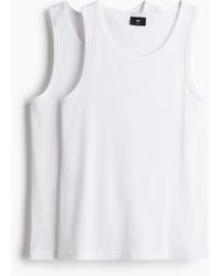 H&M - Set Van 2 Geribde Tanktops - Lyst