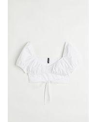 H&M Cropped Cut-out Blouse - White