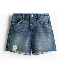 H&M - Denim Short Met Onafgewerkte Randen - Lyst