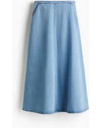 H&M - Midijupe aus Denim - Lyst