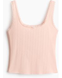 H&M - Cotton Pointelle Vest Top - Lyst