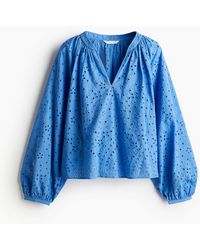 H&M - Blouse Met Broderie Anglaise - Lyst