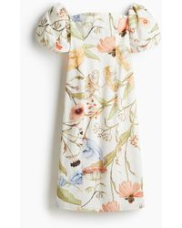 H&M - Off-Shoulder-Kleid aus Baumwolle - Lyst